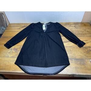 Paparazzi Black Velvet Velour Blouse Tunic Size Medium NWT